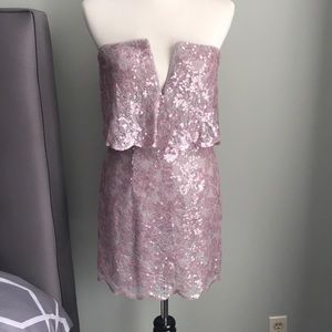 BCBG Max Azria Purple Sequin Plunge Dress Size 6